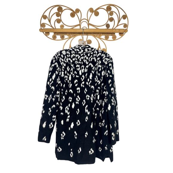 Talbots Open Front Cardigan Black white Leopard Print M - Picture 7 of 7